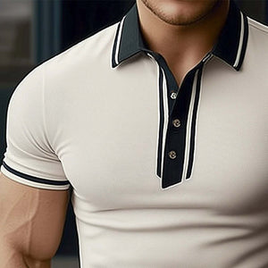 Bequemes, leichtes Khaki-T-Shirt mit Polokragen und kurzen Ärmeln für den Sommer für Herren