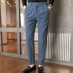 Men's Casual Business Solid Color Corduroy Straight Suit Pants