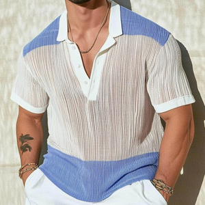Lässiges Herren-Poloshirt mit kontrastierendem Revers und lockerem Single-Strick