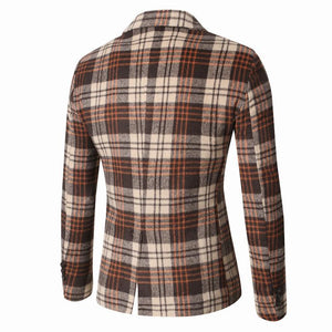 Herren Blazer mit verdicktem Karomuster und Revers für Herbst und Winter