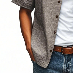 Men's Casual Linen Comfortable Lapel Patch Pocket Single Breasted Loose Short Sleeve Shirt