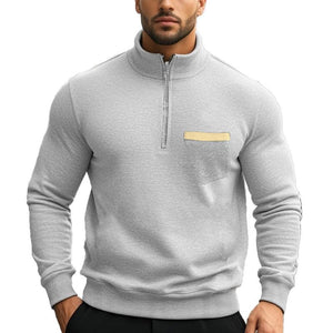 Lässiges, einfarbiges Sweatshirt mit Reißverschluss und Stehkragen für Herren