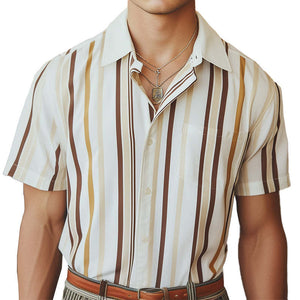 Men's Stylish Retro Short Sleeve Striped Shirt