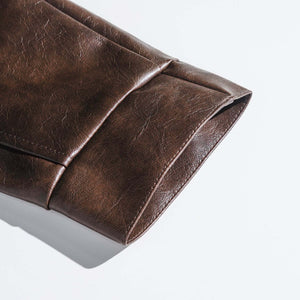 Men's Vintage Distressed Zipper Leather Jacket