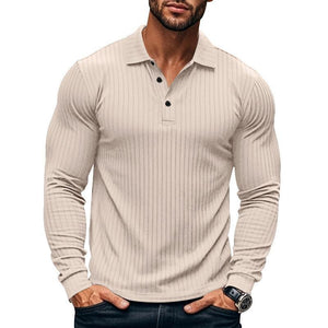 Lässiges elastisches Langarm-POLO-Shirt für Herren