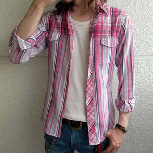 Men's Retro Casual Geometric Print Lapel Long Sleeve Shirt