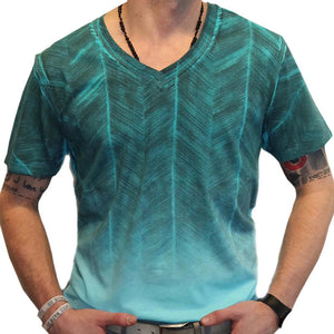 Men's Summer Casual V-neck Gradient Printed T-shirt