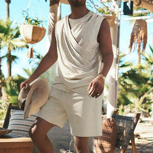 Lässiges Herren-Set aus Baumwollweste, Top und Shorts, zweiteilig