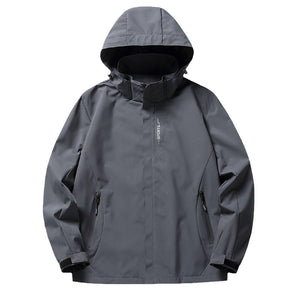 Einfarbige, wasserdichte und winddichte Jacke mit Kapuze, dreifach reißfester Bergsteigeranzug