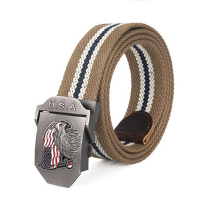 Men's USA Eagle Flag Canvas Automatic Smooth Buckle Belt