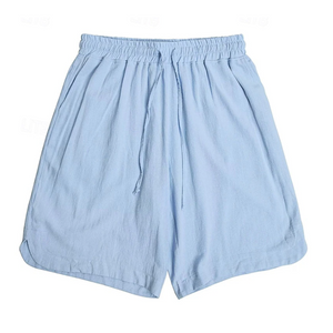 Lässige Herren-Shorts aus Baumwolle und Leinen mit elastischer Taille