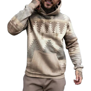 Herren-Hoodie im Retro-Stil mit geometrischem Print im Ethno-Stil