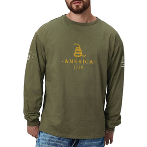 T-Shirt mit Aufschrift „Don't tread on me“ und langen Ärmeln