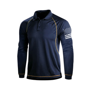 Langärmliges Poloshirt mit USA-Flagge und Raglan-Grafik