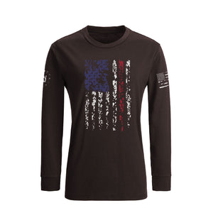 DAMEN-LANGARMSHIRT MIT USA-FLAGGE
