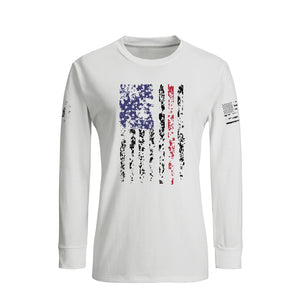 DAMEN-LANGARMSHIRT MIT USA-FLAGGE
