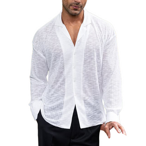 Men's Striped Breathable Long Sleeve Shirt
