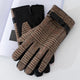 Men's Plaid Plush Warm Touch Screen PU Leather Gloves
