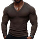 Lässiges Herren-T-Shirt aus Baumwollmischung mit V-Ausschnitt und langen Ärmeln