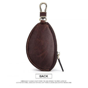 Men's Classic Cowhide Car Key Zipper Wallet