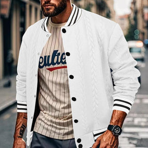Men's Casual Single Breasted Cardigan Baseball Jacket