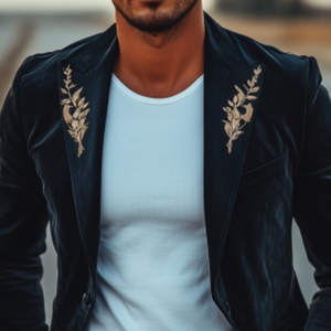 Herrenmode Amerikanischer Retro Slim Samt bestickter Blazer