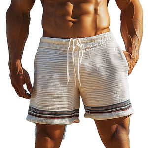 Einfache gestreifte Woll-Strandshorts für Herren