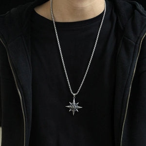 Vintage Casual Octagonal Star Cross Necklace