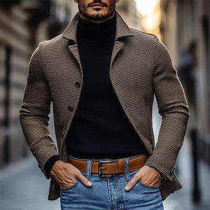 Men's Vintage Houndstooth Notch Lapel Single Breasted Slim Fit Blazer