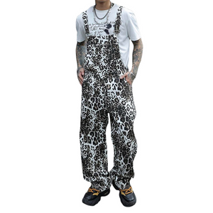 Men's Leopard Print Multi-Pocket Jumpsuit