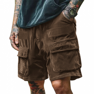 Lässige Cord-Cargo-Shorts mit mehreren Taschen für Herren