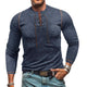 Herren-Henley-T-Shirt mit Rundhalsausschnitt und Krawatte, langärmelig, für den Außenbereich