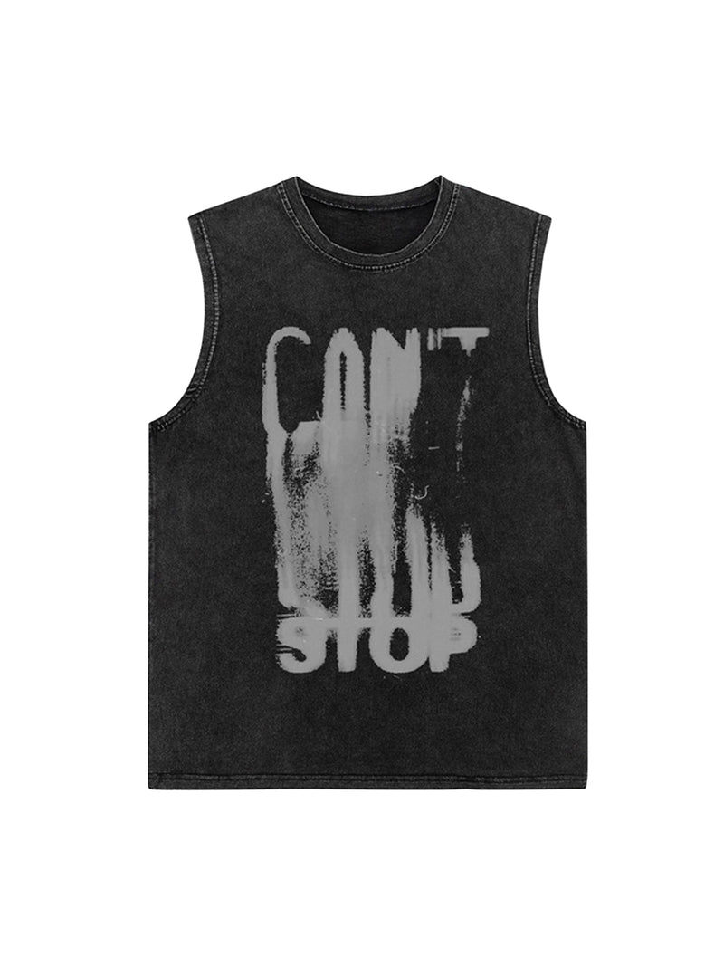 Art Letter Washed Distressed Vest