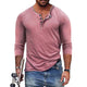 Men's Casual Cotton Blend Henley Neck Slim Fit Long Sleeve T-Shirt