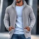 Modische Strickjacke mit Stehkragen und Streifen für Herren, langärmelig