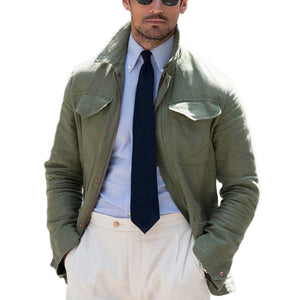 Herren Frühling und Herbst Armeegrüne Baumwoll-Arbeitsjacke