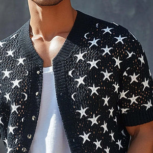 Men's Star Jacquard Short Sleeve Knit Shirt