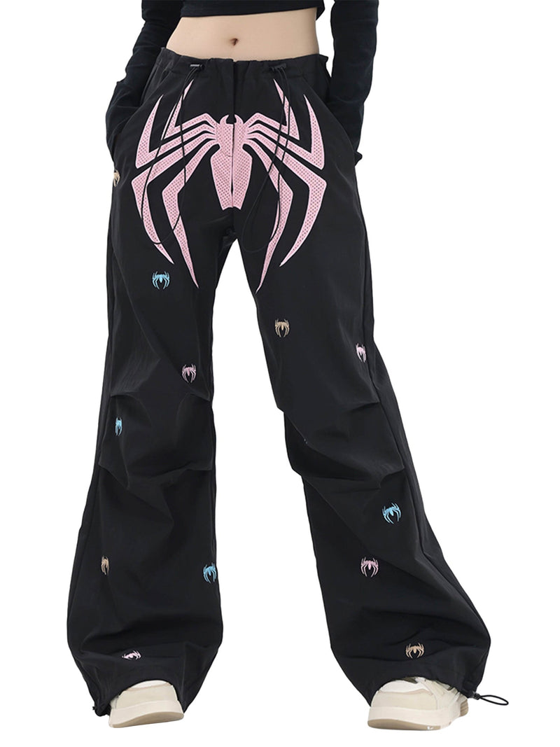 Embroidered Spider Straight Leg Pants