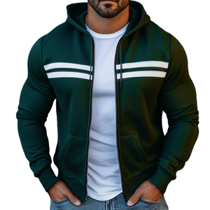 Men's Retro Casual Colorblock Sports Hooded Jacket