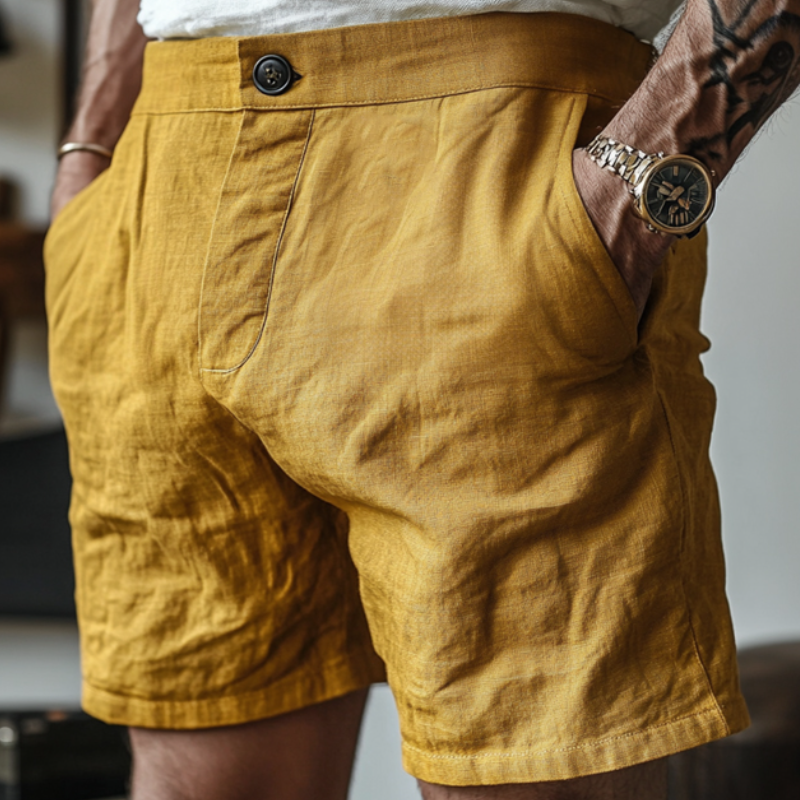 Lässige, bequeme, atmungsaktive Anzugshorts aus Baumwollleinen für Herren