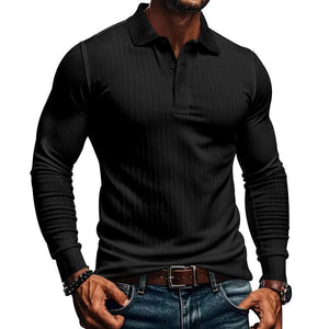 Lässiges elastisches Langarm-POLO-Shirt für Herren