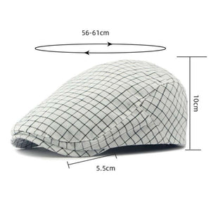 Men's Vintage Plaid Cotton Peaked Cap