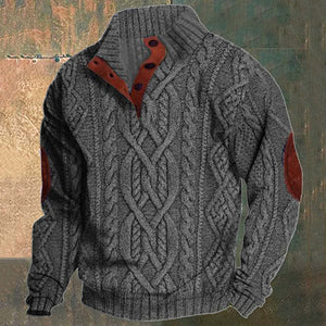 Herren-Strickpullover mit Zopfmuster und Stehkragen im Vintage-Stil