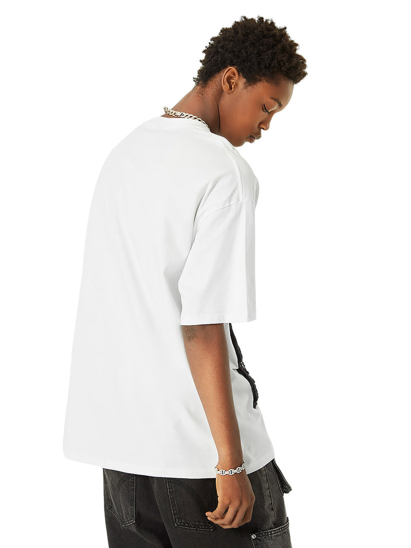 Wildleder-T-Shirt mit aufgestickten Buchstaben „Street Rap“ 