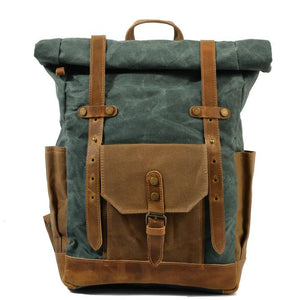 Wasserdichter Vintage-Rucksack aus kontrastierendem Canvas mit mehreren Taschen für Herren