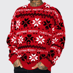 Men's Casual Christmas Jacquard Crew Neck Knit Sweater