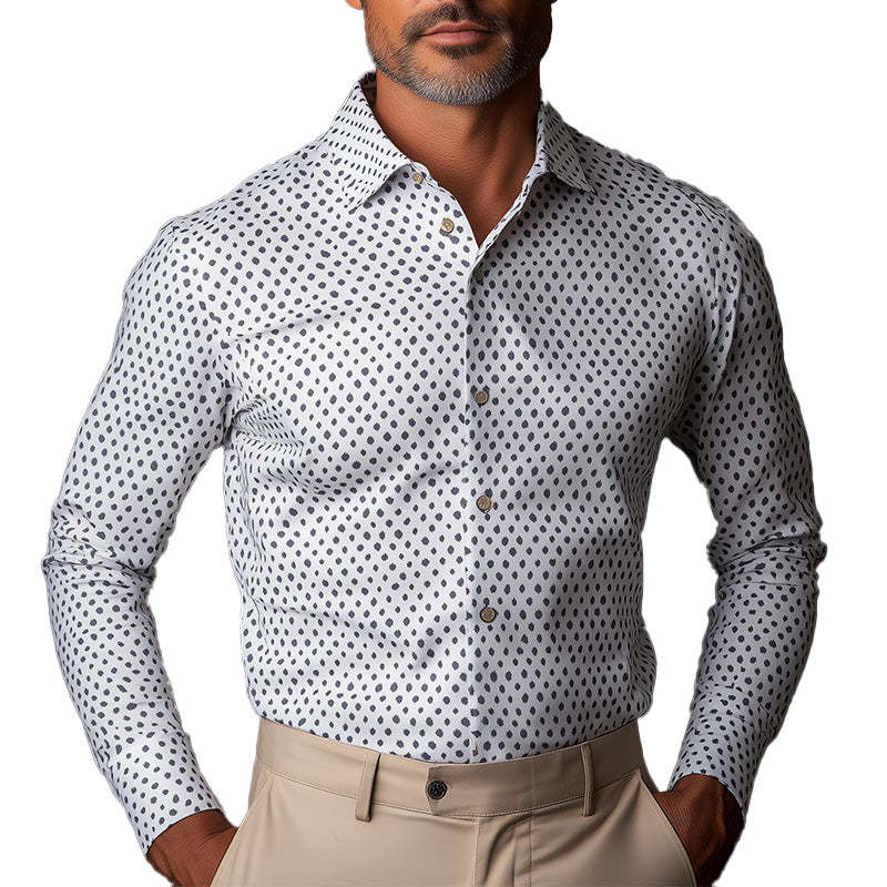 Herren Business Slim Fit Langarmhemd mit Aufdruck