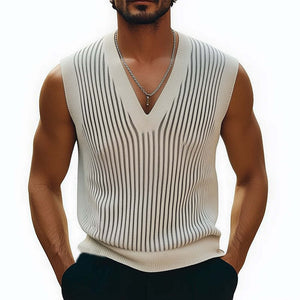 Men's Summer Classic Vertical Striped Knitted Tank Top