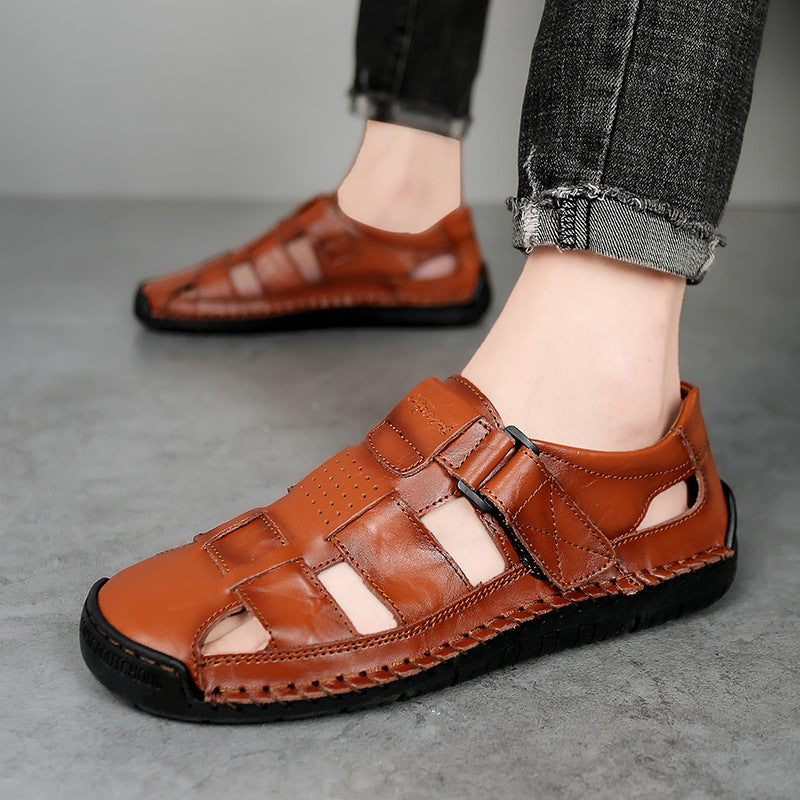 HAND SEWN GENUINE LEATHER CASUAL BEACH MEN'S SANDALS