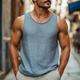Men's Casual Linen Round Neck Loose Tank Top